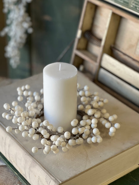 Icy Snowdrop Berry Candle Ring | 11" | Limited Stock - Last 24pcs!