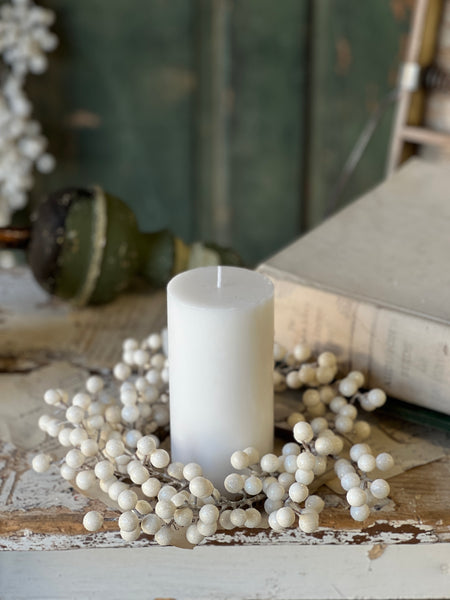 Icy Snowdrop Berry Candle Ring | 11" | Limited Stock - Last 24pcs!