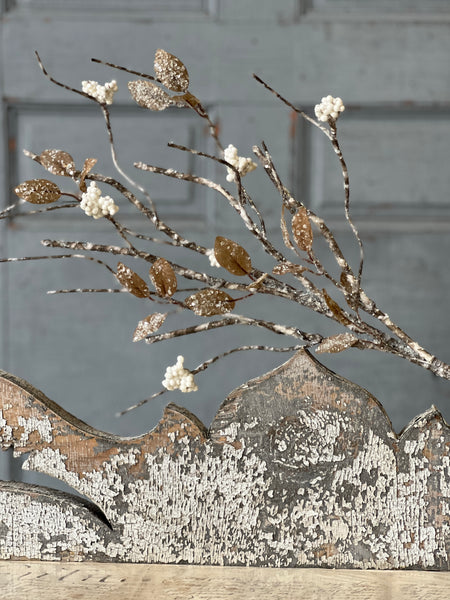 Icy Birch Berry & Leaves Spray | 28" | SOLD OUT