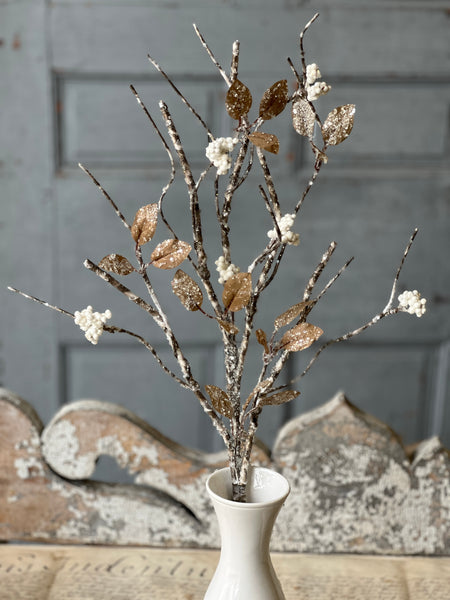 Icy Birch Berry & Leaves Spray | 28" | SOLD OUT