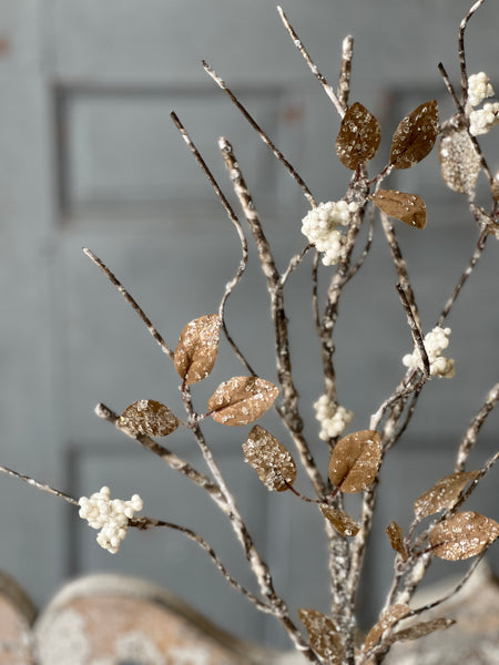 Icy Birch Berry & Leaves Spray | 28" | SOLD OUT