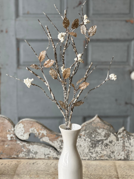 Icy Birch Berry & Leaves Spray | 28" | SOLD OUT