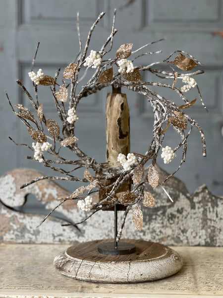 Icy Birch Berry & Leaves Candle Ring | 13" | SOLD OUT