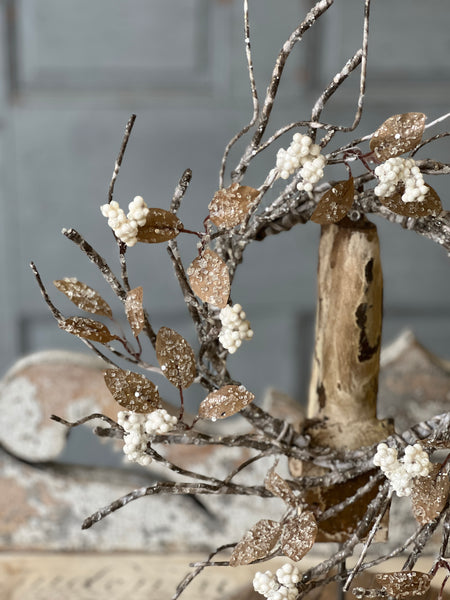 Icy Birch Berry & Leaves Candle Ring | 13" | SOLD OUT