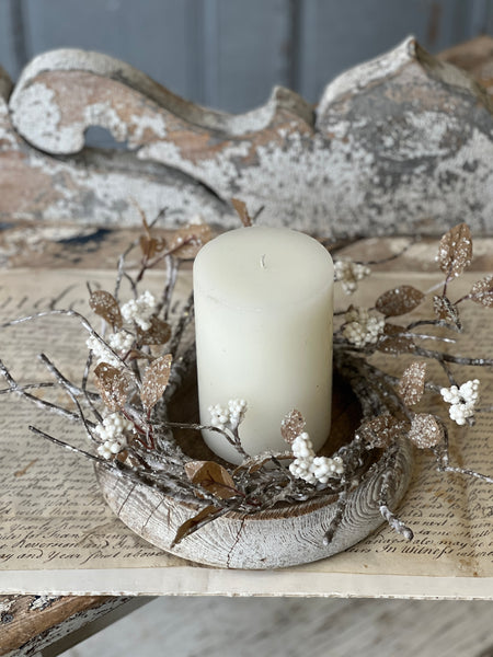 Icy Birch Berry & Leaves Candle Ring | 13" | SOLD OUT