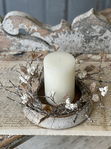 Icy Birch Berry & Leaves Candle Ring | 13" | SOLD OUT