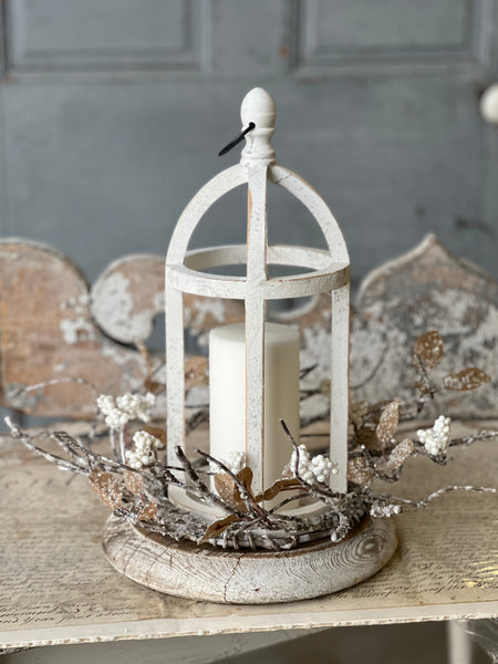 Icy Birch Berry & Leaves Candle Ring | 13" | SOLD OUT