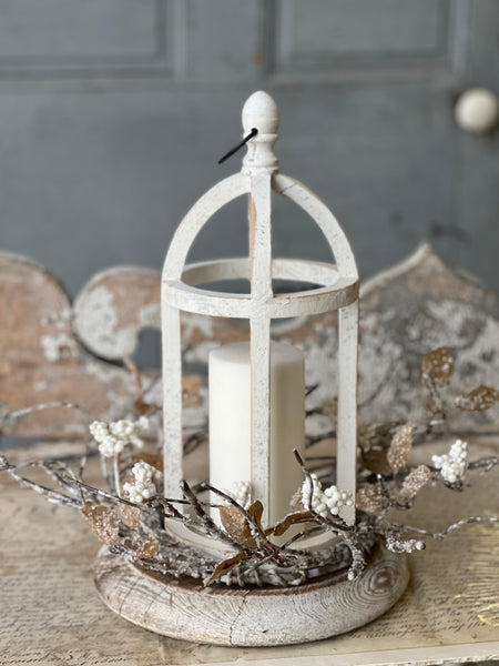 Icy Birch Berry & Leaves Candle Ring | 13" | SOLD OUT