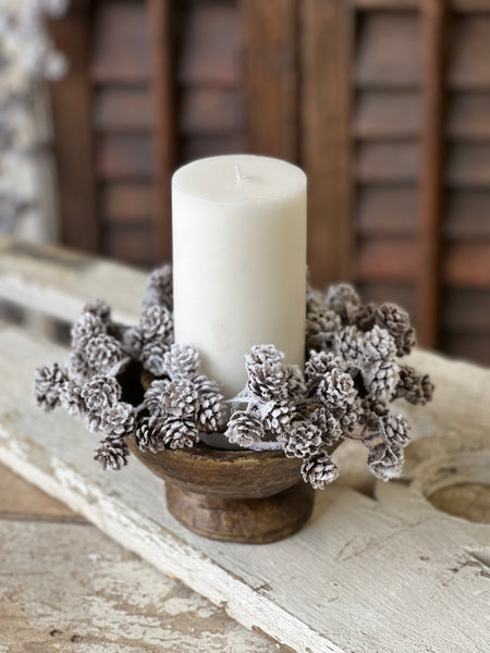 Snowcrested Pinecone Candle Ring | 8" | SOLD OUT