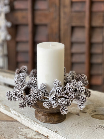 Snowcrested Pinecone Candle Ring | 8" | SOLD OUT
