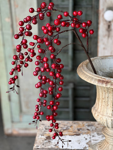 Iced Weatherproof Hanging Berry | 35"
