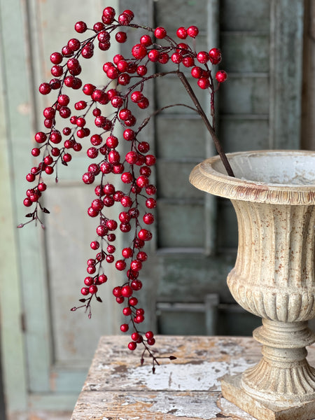 Iced Weatherproof Hanging Berry | 35"