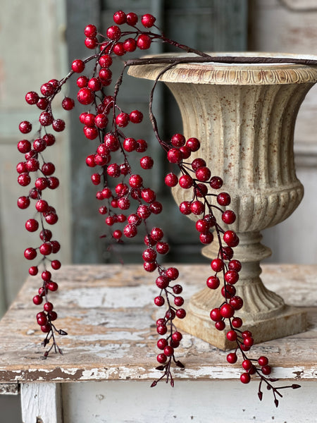 Iced Weatherproof Hanging Berry | 35"