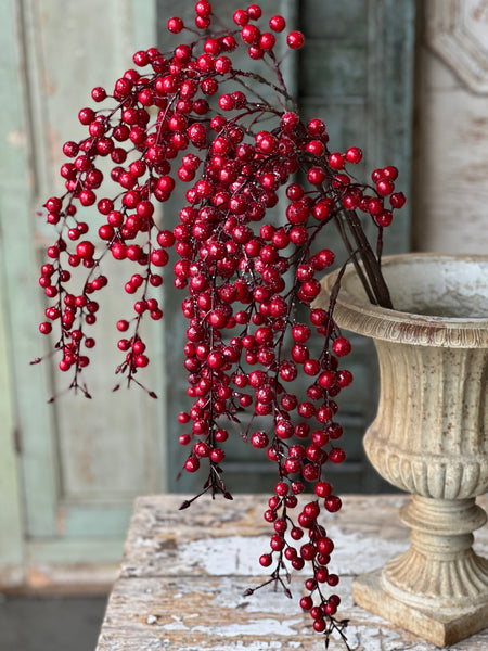 Iced Weatherproof Hanging Berry | 35"