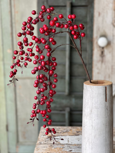 Iced Weatherproof Hanging Berry | 35"