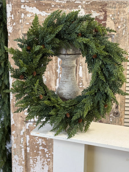 Woodbridge Cedar Wreath | 24" | NOT CURRENTLY IN STOCK-New For Holiday 2026!