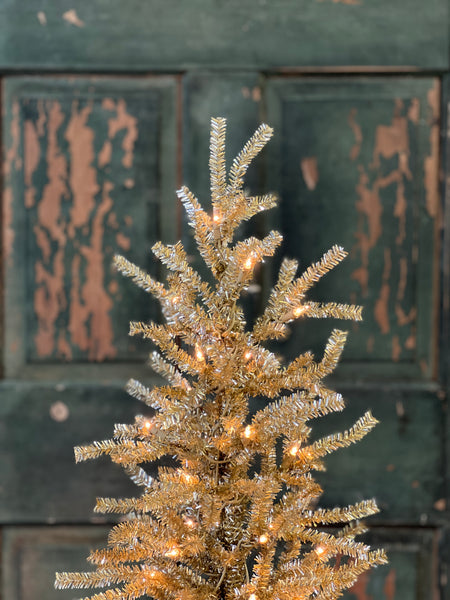 Silver Pine Tree | 36" | Burlap | Clear Lights
