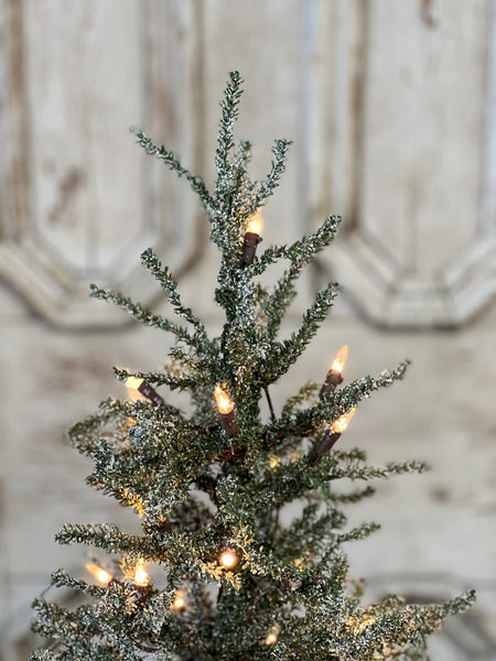 Pine Snow Tree | 24" | Burlap | Clear Lights
