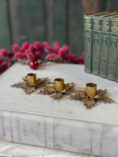 Golden Poinsettia Trio Holder | 10" | NOT CURRENTLY IN STOCK-New For Holiday 2026!