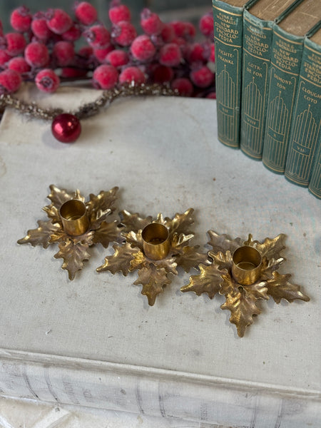 Golden Poinsettia Trio Holder | 10" | NOT CURRENTLY IN STOCK-New For Holiday 2026!