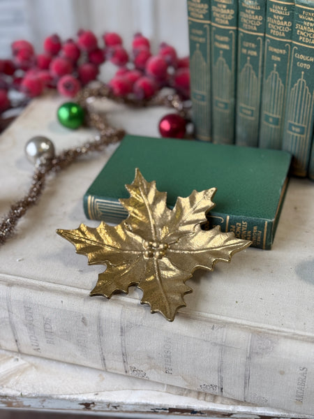 Gilded Poinsettia Dish | 6" | NOT CURRENTLY IN STOCK-New For Holiday 2026!