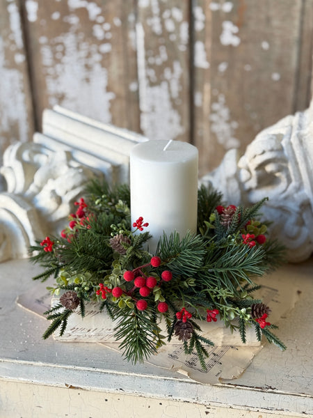 Pineheart Berry Candle Ring | 9" | NOT CURRENTLY IN STOCK-New For Holiday 2026!