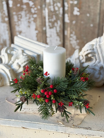 Pineheart Berry Candle Ring | 9" | NOT CURRENTLY IN STOCK-New For Holiday 2026!