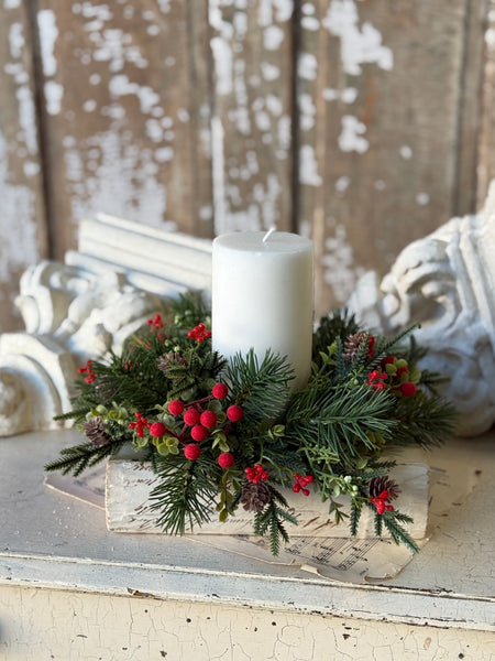 Pineheart Berry Candle Ring | 9" | NOT CURRENTLY IN STOCK-New For Holiday 2026!