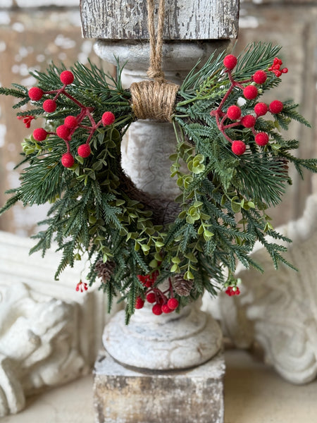 Pineheart Berry Hanging Wreath | 9" | NOT CURRENTLY IN STOCK-New For Holiday 2026!