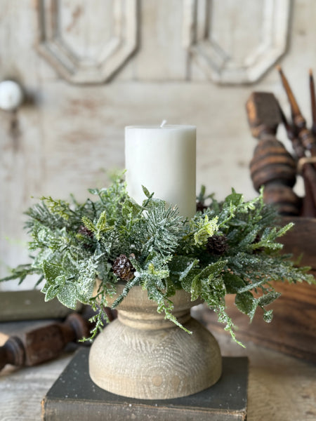 Snowy Cedarcone Candle Ring | 11” | NOT CURRENTLY IN STOCK-New For Holiday 2026!
