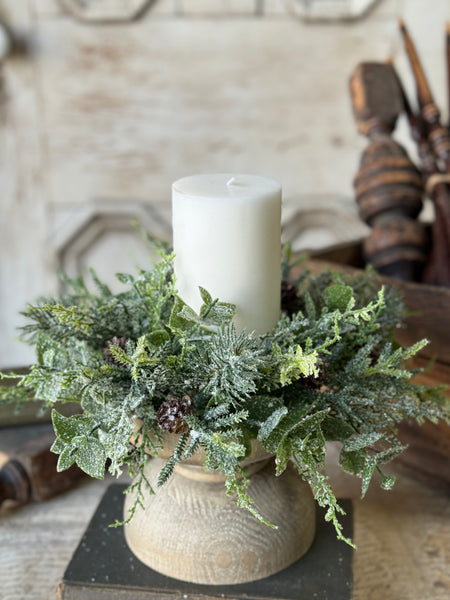 Snowy Cedarcone Candle Ring | 11” | NOT CURRENTLY IN STOCK-New For Holiday 2026!