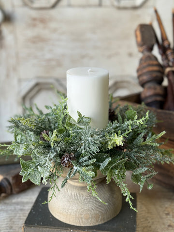 Snowy Cedarcone Candle Ring | 11” | NOT CURRENTLY IN STOCK-New For Holiday 2026!