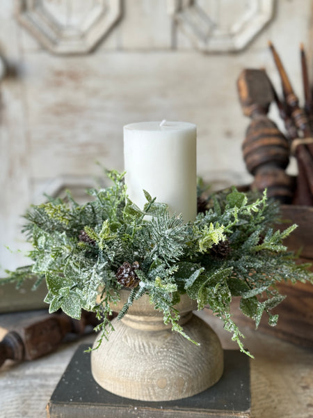 Snowy Cedarcone Candle Ring | 11” | NOT CURRENTLY IN STOCK-New For Holiday 2026!