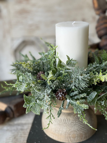 Snowy Cedarcone Candle Ring | 11” | NOT CURRENTLY IN STOCK-New For Holiday 2026!