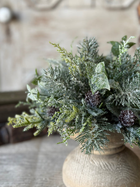 Snowy Cedarcone Half Sphere | 11" | NOT CURRENTLY IN STOCK-New For Holiday 2026!