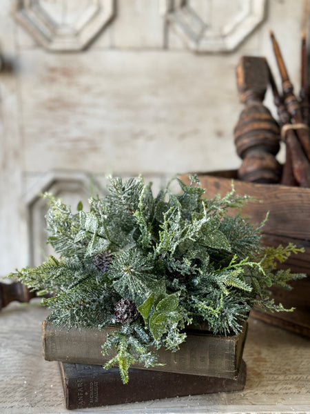 Snowy Cedarcone Half Sphere | 11" | NOT CURRENTLY IN STOCK-New For Holiday 2026!