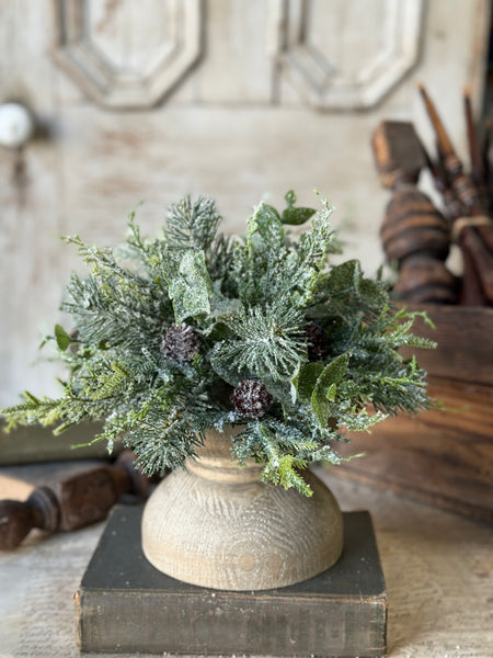 Snowy Cedarcone Half Sphere | 11" | NOT CURRENTLY IN STOCK-New For Holiday 2026!