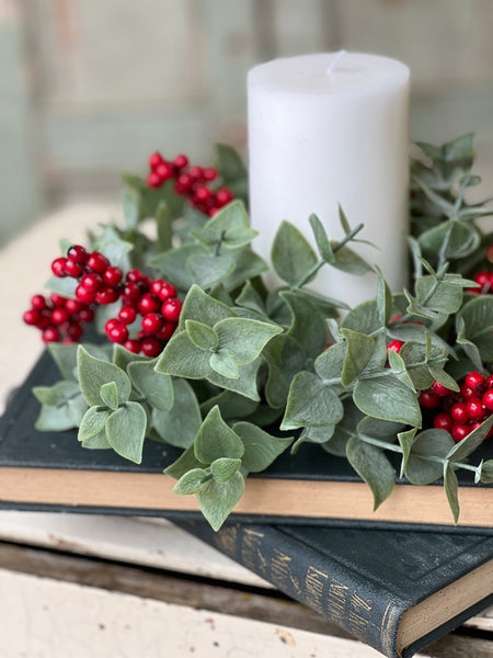 Yuletide Eucalyptus Candle Ring | 4" | SOLD OUT