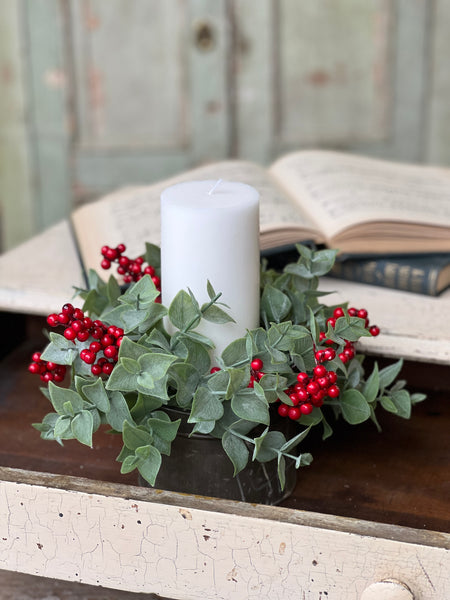 Yuletide Eucalyptus Candle Ring | 4" | SOLD OUT