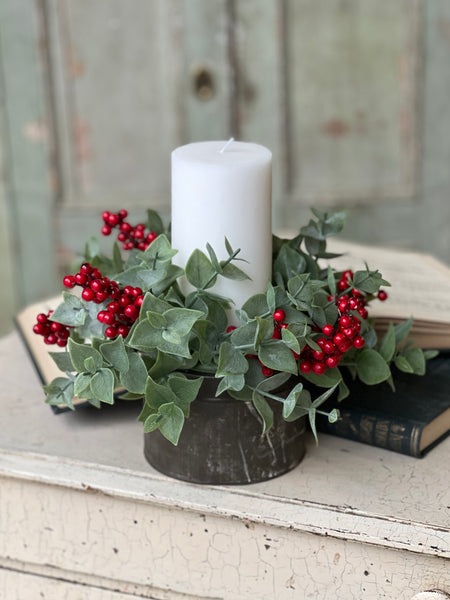 Yuletide Eucalyptus Candle Ring | 4" | SOLD OUT