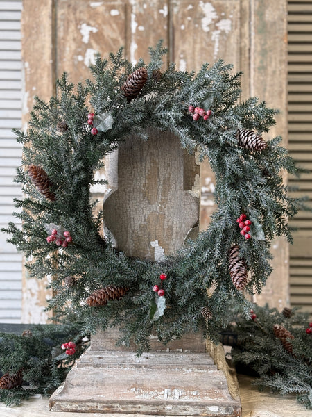 Holly Crested Fir Wreath | 22" | NOT CURRENTLY IN STOCK-New For Holiday 2026!