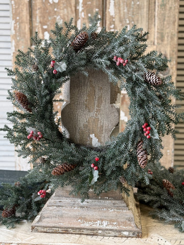 Holly Crested Fir Wreath | 22" | NOT CURRENTLY IN STOCK-New For Holiday 2026!