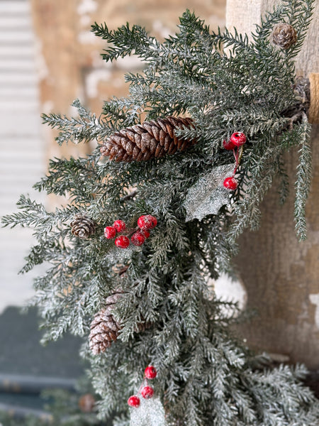 Holly Crested Fir Hanging Wreath | 24" | NOT CURRENTLY IN STOCK-New For Holiday 2026!