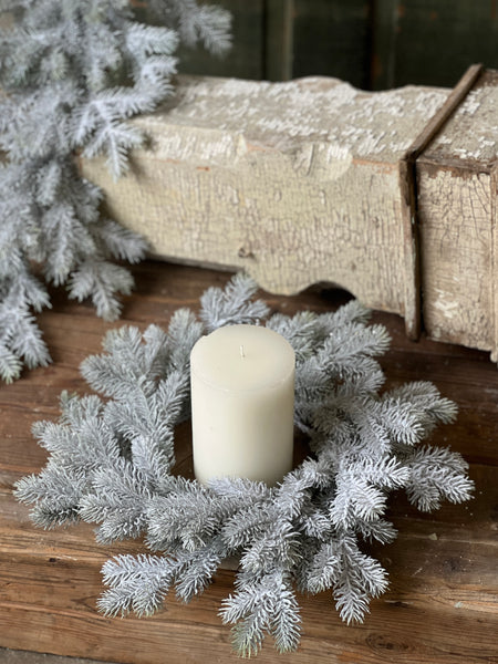 Snowy Sitka Spruce Candle Ring | 16" | SOLD OUT