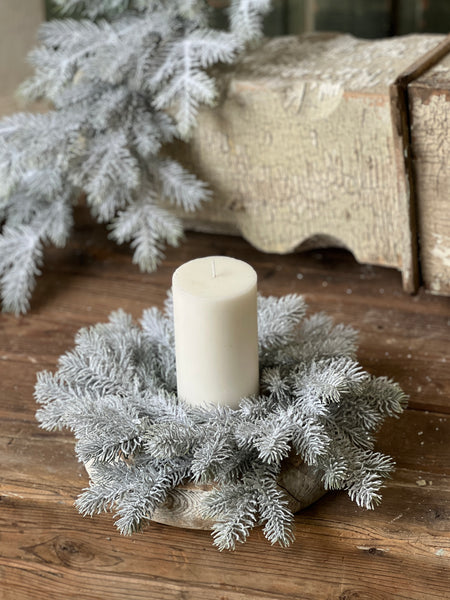 Snowy Sitka Spruce Candle Ring | 12"