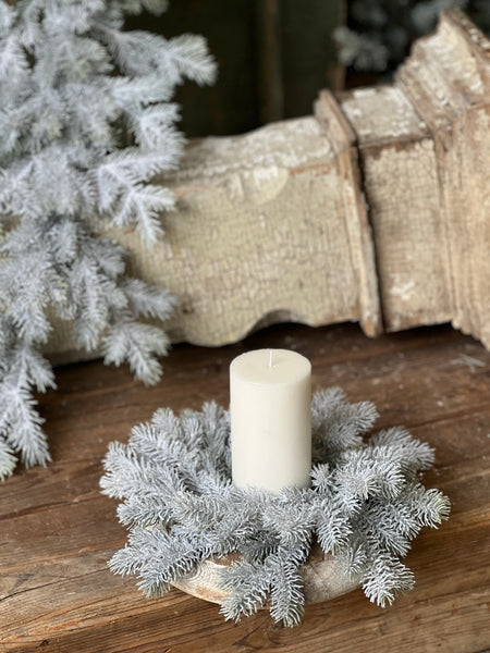 Snowy Sitka Spruce Candle Ring | 12"