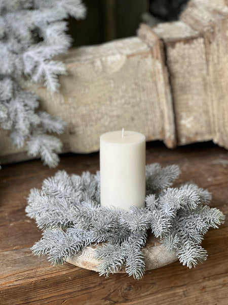 Snowy Sitka Spruce Candle Ring | 12"