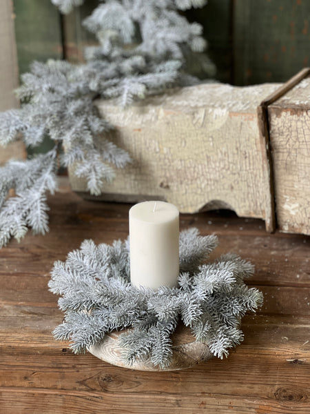 Snowy Sitka Spruce Candle Ring | 12"