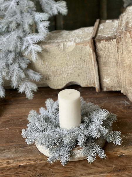 Snowy Sitka Spruce Candle Ring | 12"