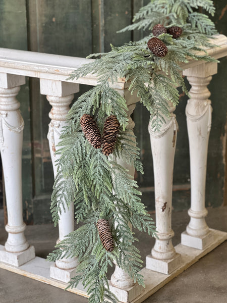 Glittering Plume Pine Garland | 6'